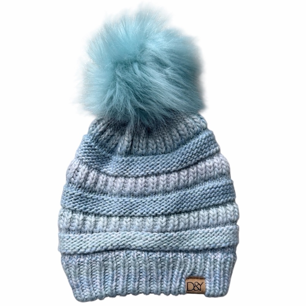 DAVID AND YOUNG Blue Pom Toddler Winter Hat